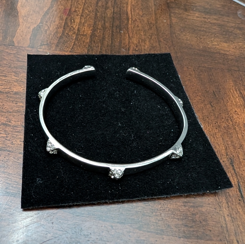 BCBGMaxAzria Silver Cuff Pave Bracelet Rhinestones 2.25"